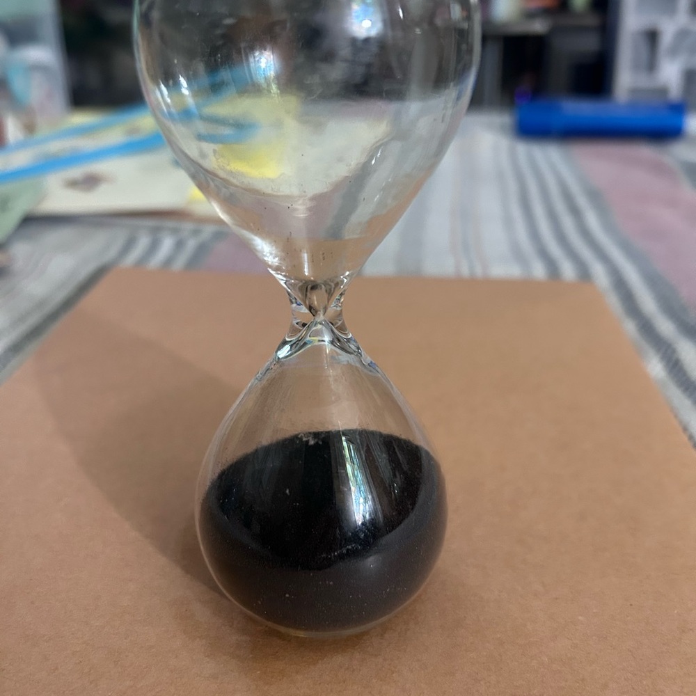 Glass Hourglass with Black Sand
